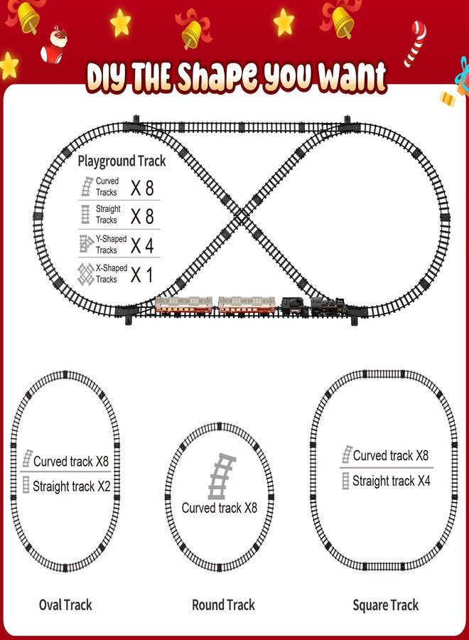 Hot Bee Train Set, Train Toys with Luxury Tracks & Glowing Passenger Cars, Metal Toy Train with Smoke, Sound and Light, Toddler Model Train Set for 3 4 5 6 7+ Years Old Boys Gifts Kids - Image 5